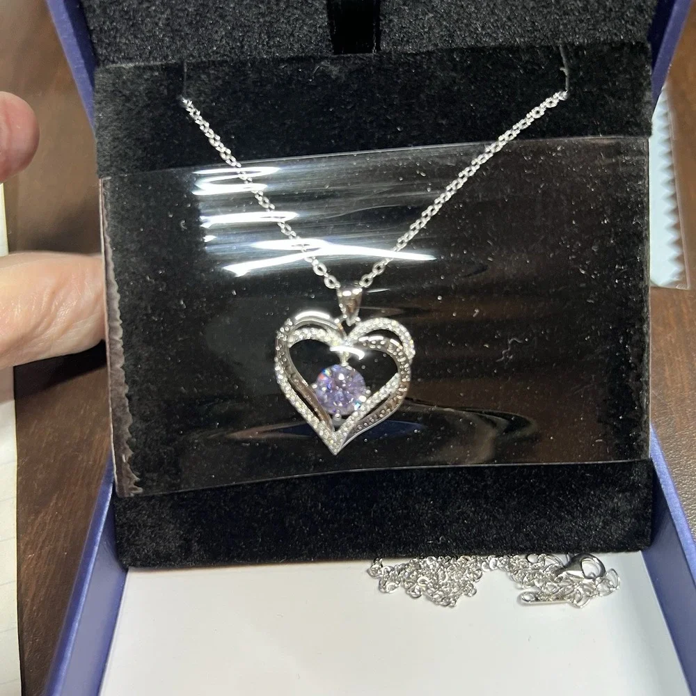 CDE 925 Sterling Silver Heart Birthstone Pendant Necklace 